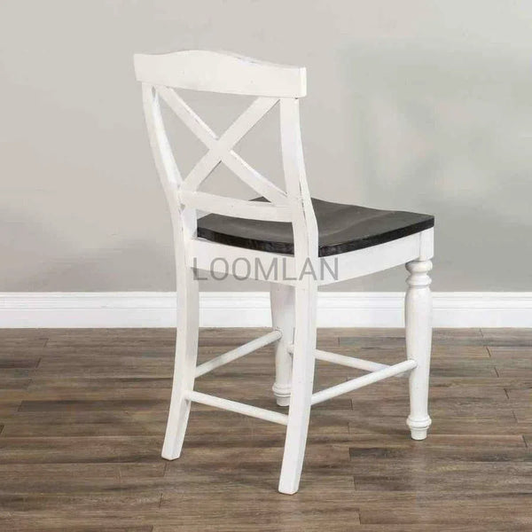 Two Tone Wood Crossback Counter Height Barstool Wood Seat Counter Stools LOOMLAN By Sunny D