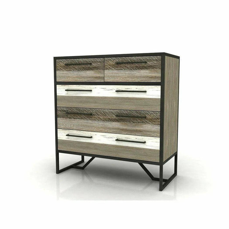 Two-Tone Wood & Metal Metro Havana 5 Drawer Chest