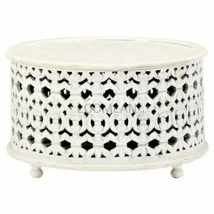 Round White Drum Style Coffee Table - LOOMLAN - LOOMLAN - Coffee Tables