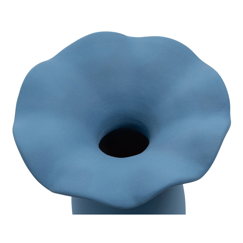 Ruffle 16In Terracotta Blue Decorative Vessel