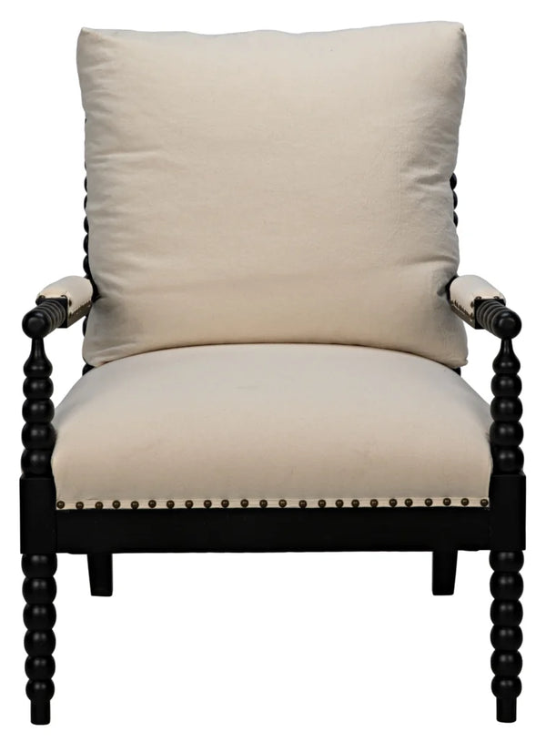 Bobbin Wood Framed Fabric Upholstered Armchair