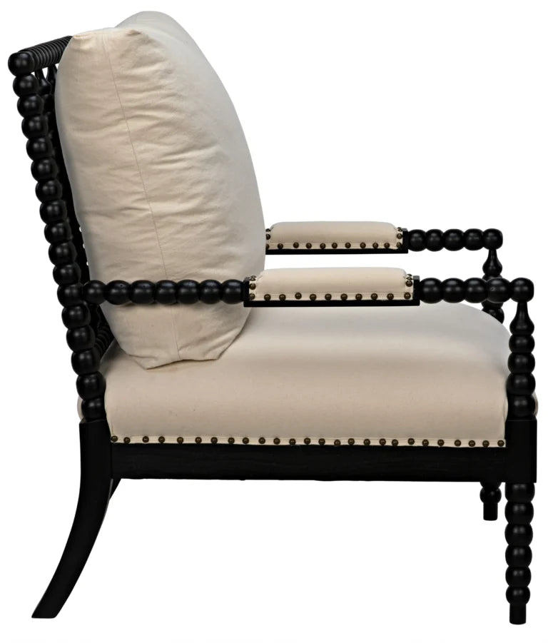 Bobbin Wood Framed Fabric Upholstered Armchair