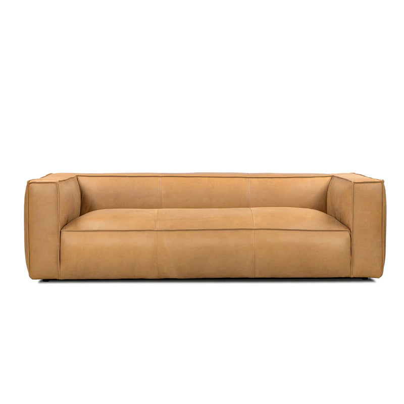 Contemporary Leather Club Sofa 100" Wide