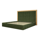 Nina Polyester and Oak Veneer Green Queen Bed