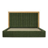 Nina Polyester and Oak Veneer Green Queen Bed