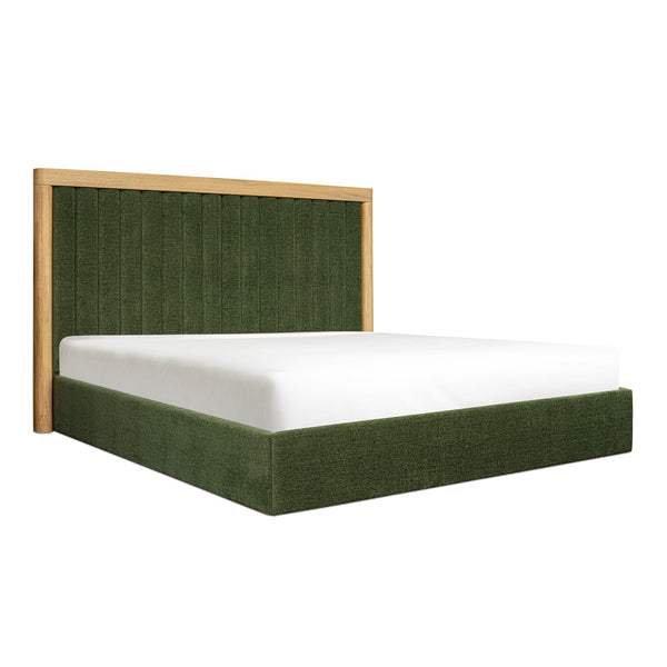 Nina Polyester and Oak Veneer Green King Bed