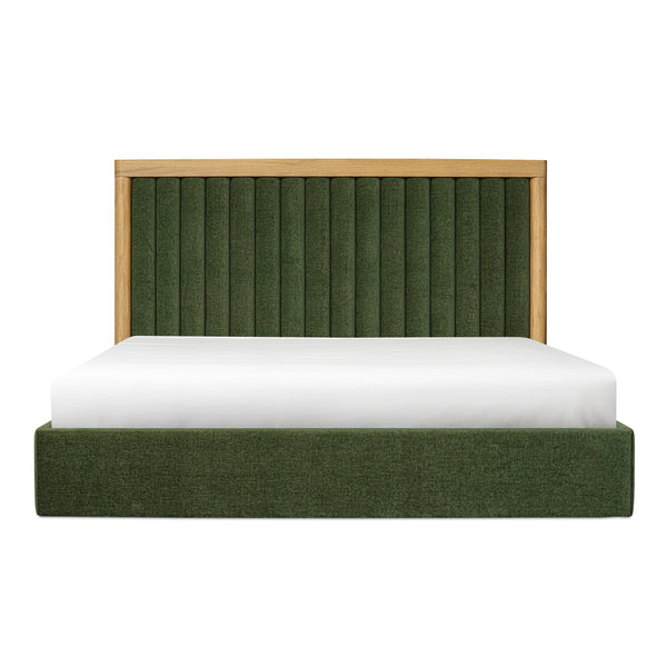 Nina Polyester and Oak Veneer Green King Bed