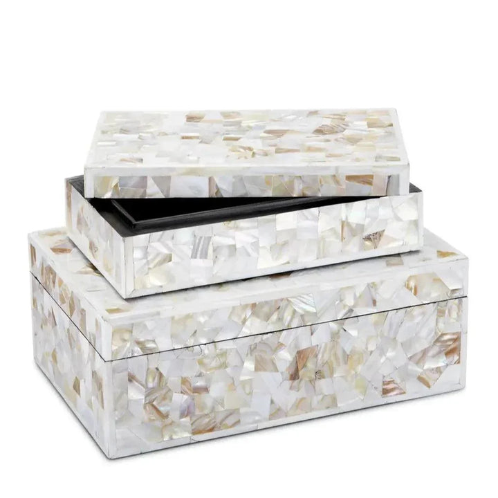 Uma Mother of Pearl Box Set of 2 - LOOMLAN - Currey & Co - Boxes & Bowls