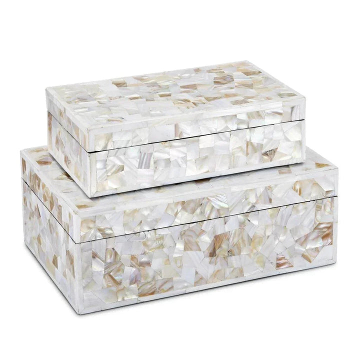 Uma Mother of Pearl Box Set of 2 - LOOMLAN - Currey & Co - Boxes & Bowls