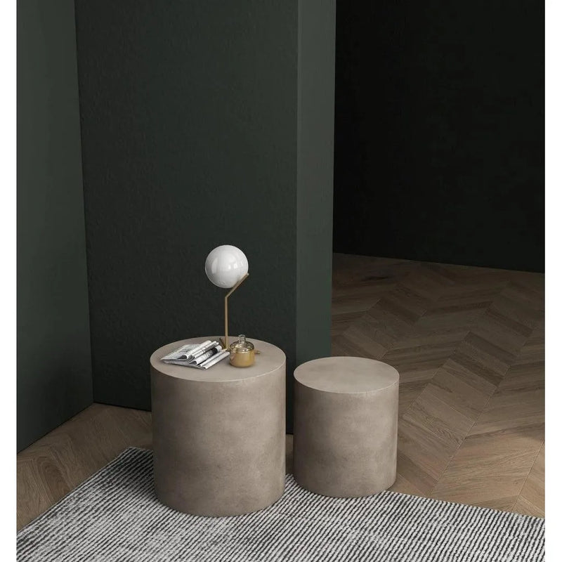 Una Concrete Round Garden Stools (Set of 2)