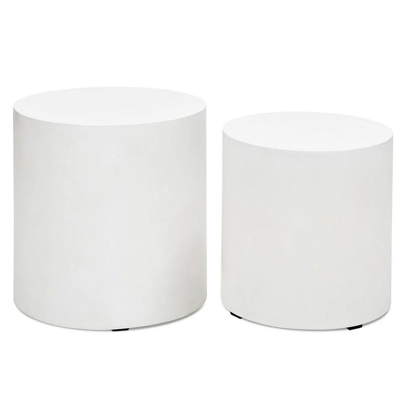 Una Concrete Round Garden Stools (Set of 2)