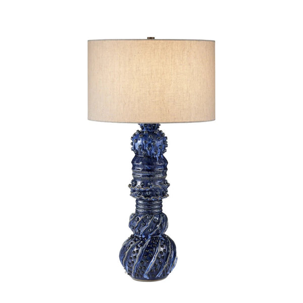 Undersea Dark Blue Ceramic Table Lamp-Table Lamps-Currey & Co-LOOMLAN