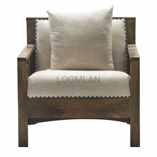 Unique Boho Chic Accent Chair With Throw Pillow Dark Base Club Chairs LOOMLAN By LOOMLAN