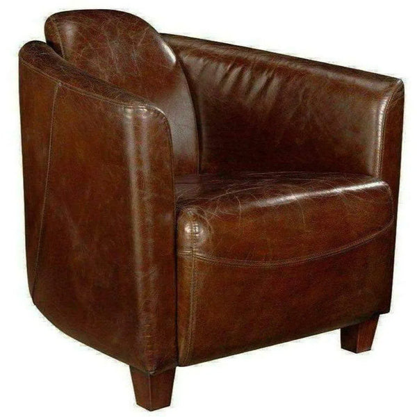 Unique Form 3 Legs Brown Leather Club Chair Retro Club Chairs LOOMLAN By Moe's Home