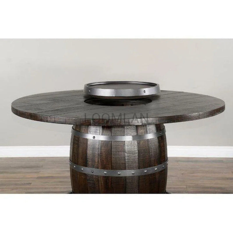 Unique Round 54" Counter Height Rustic Barrell Pub Table Counter Tables LOOMLAN By Sunny D