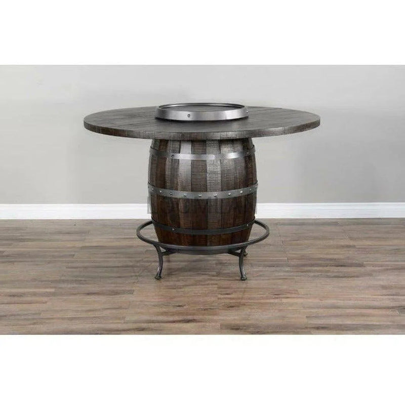 Unique Round 54" Counter Height Rustic Barrell Pub Table Counter Tables LOOMLAN By Sunny D