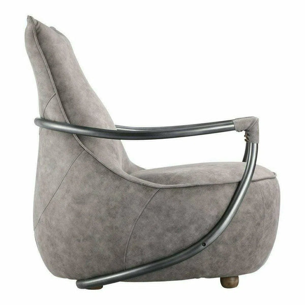 Unique Shape Grey Velvet Club Chair Metal Frame Club Chairs LOOMLAN By Moe's Home