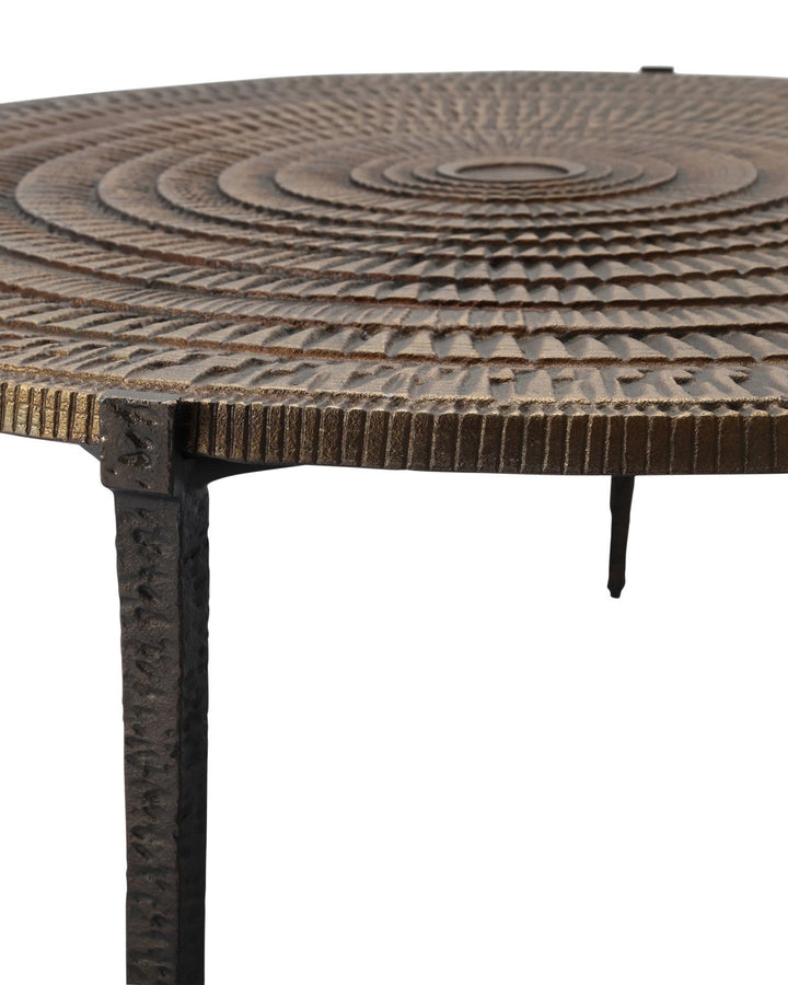 Unity Round Table Cast Aluminum Round Coffee Table -- Industrial | LOOMLAN