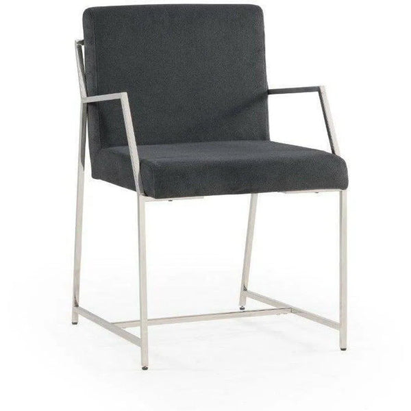 Upholstered Dark Grey Dining Arm Chair Polygon Dining Chairs LOOMLAN By Bassett Mirror