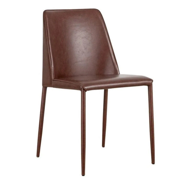 Upholstered Legs Dining Chair Brown Red Vegan Leather Set of 2 Dining Chairs LOOMLAN By Moe's Home