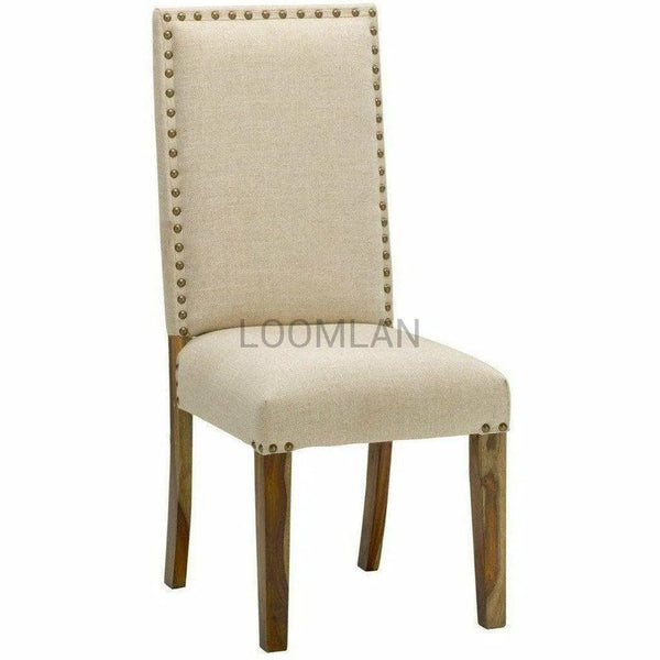 Set of 2 Upholstered Dining Chairs Off White Dining Chairs LOOMLAN By LOOMLAN