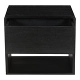 Quinton Solid Oak and Iron Black Nightstand