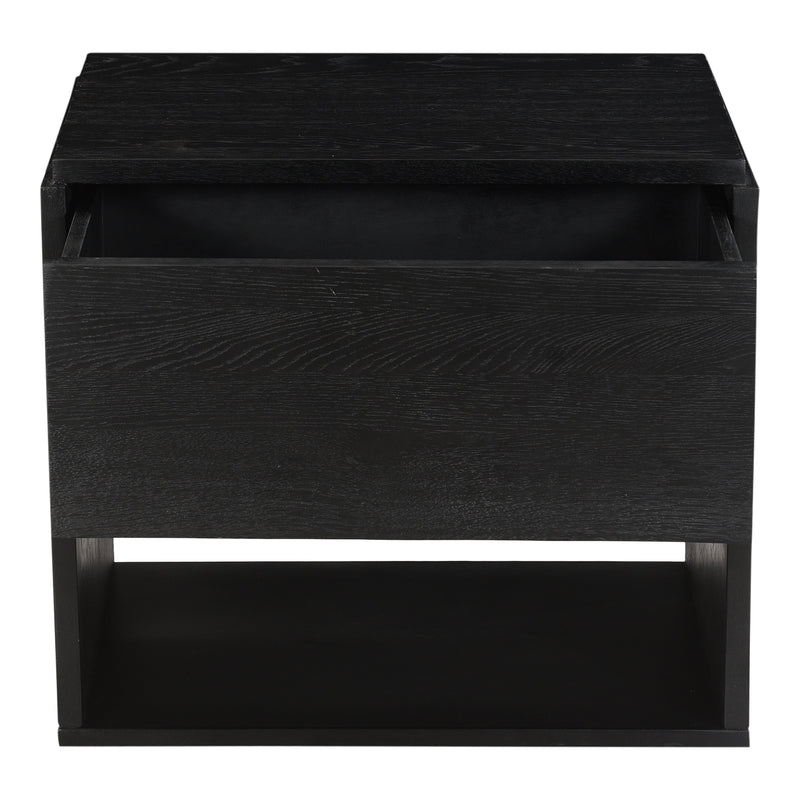 Quinton Solid Oak and Iron Black Nightstand