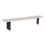 Evans Solid Acacia Wood and Iron Off-White Dining Bench