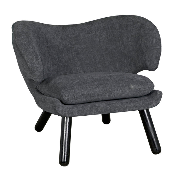 Valerie Chair w/ Grey Fabric-Accent Chairs-Noir-LOOMLAN