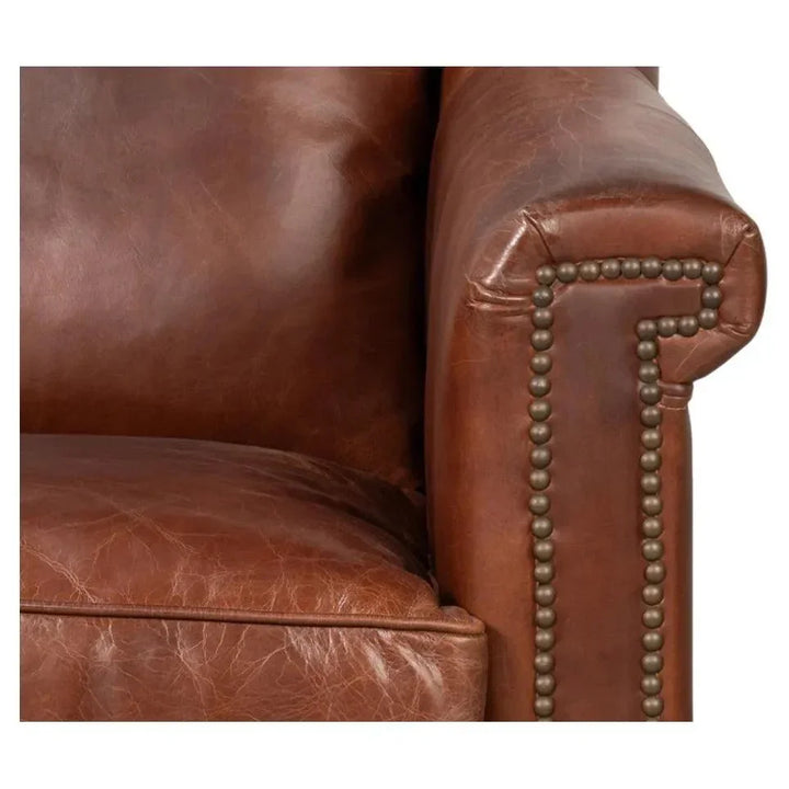 Vandike Leather Upholstery Stylish Armchair - LOOMLAN - Sarreid - Club Chairs