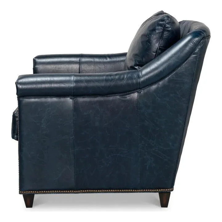 Vandike Leather Upholstery Stylish Armchair - LOOMLAN - Sarreid - Club Chairs