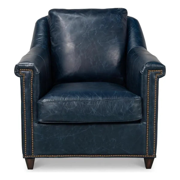 Vandike Leather Upholstery Stylish Armchair-Club Chairs-Sarreid-LOOMLAN