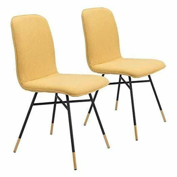 Var Dining Chair (Set of 2) Yellow Dining Chairs LOOMLAN By Zuo Modern