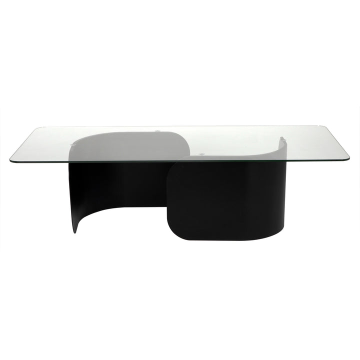 Varicka Glass Top Rectangular Coffee Table - LOOMLAN - Noir - Coffee Tables