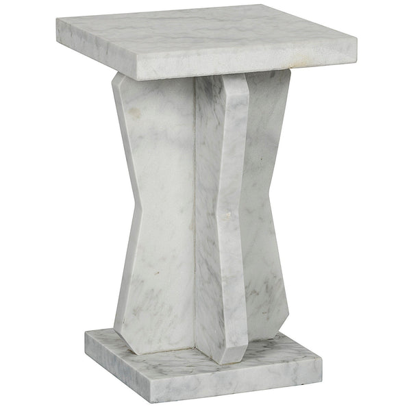 Vasco Marble White Round Side Table-Side Tables-Noir-LOOMLAN