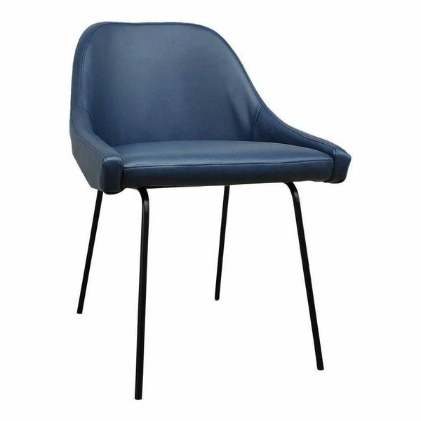 Vegan Blue Leather Dining Chair Low Back Slop Arms Dining Chairs LOOMLAN By Moe's Home