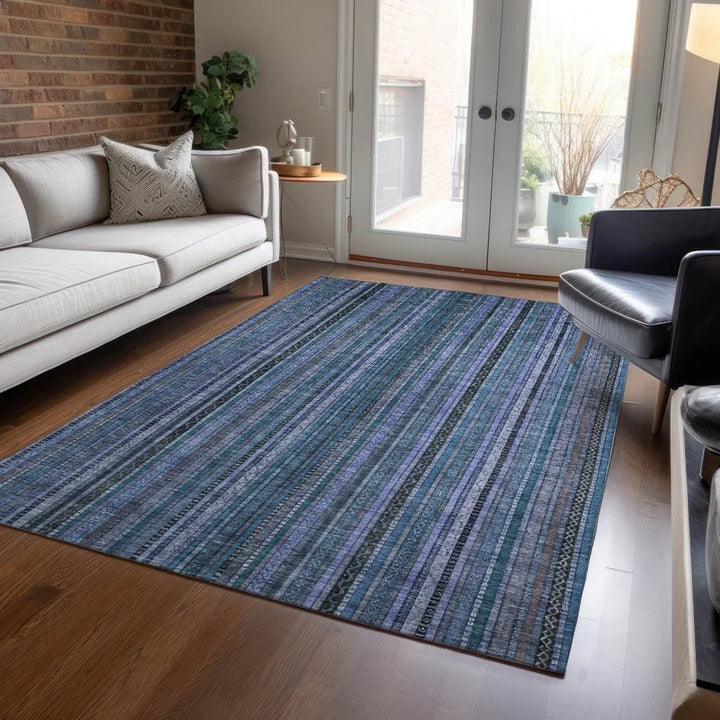 Velatrix Blue Washable Indoor - Outdoor Rug - LOOMLAN - LOOMLAN Rugs - Outdoor Rugs