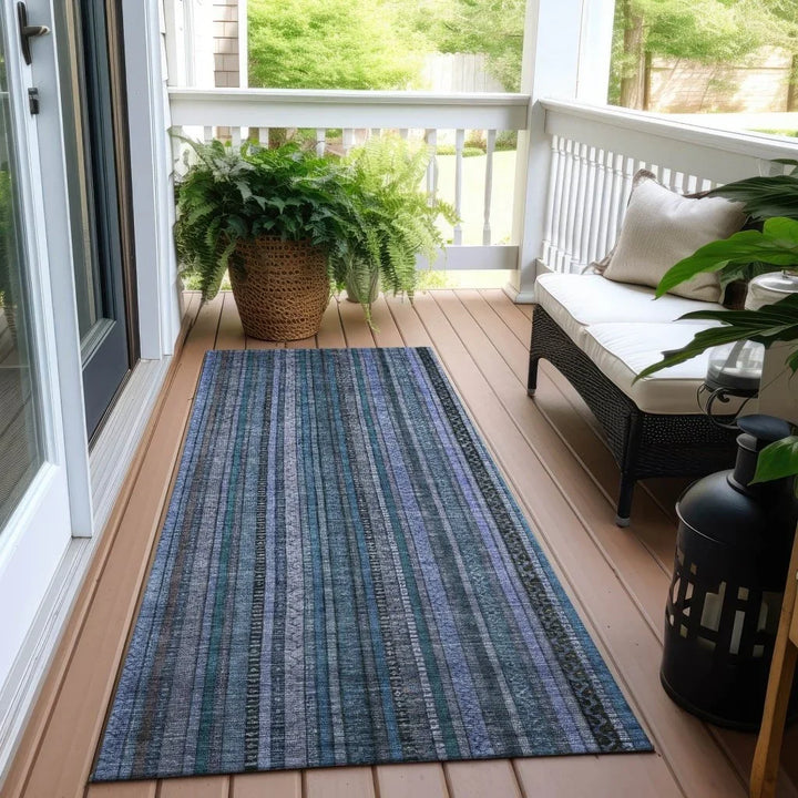 Velatrix Blue Washable Indoor - Outdoor Rug - LOOMLAN - LOOMLAN Rugs - Outdoor Rugs