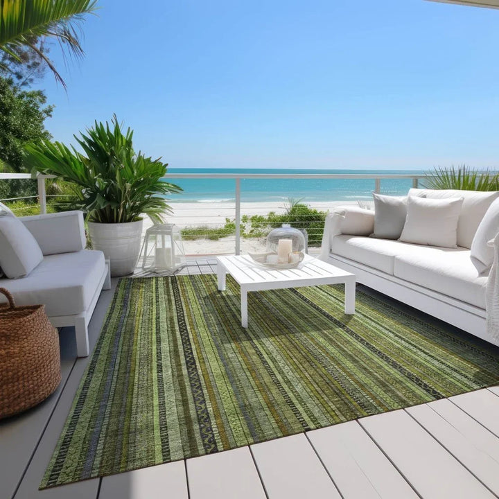 Velatrix Green Washable Indoor - Outdoor Rug - LOOMLAN - LOOMLAN Rugs - Outdoor Rugs