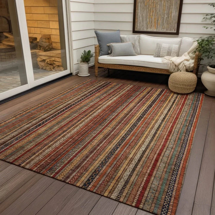 Velatrix Orange Washable Indoor - Outdoor Rug - LOOMLAN - LOOMLAN Rugs - Outdoor Rugs