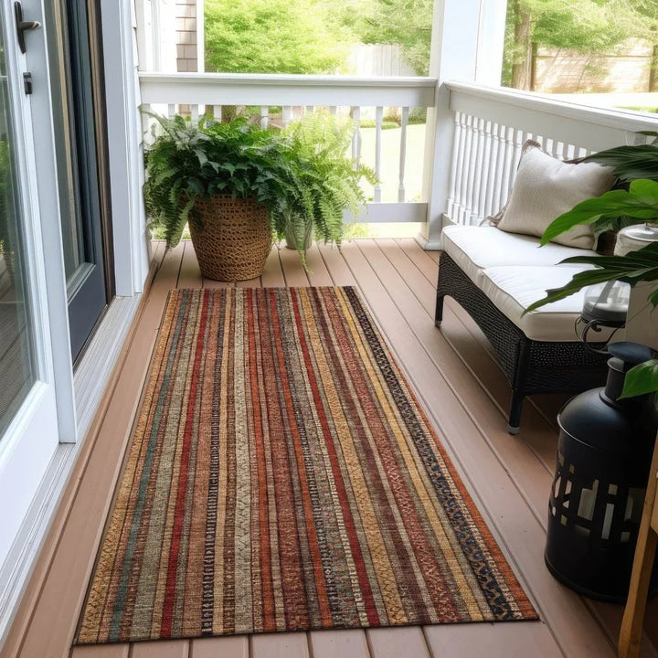 Velatrix Orange Washable Indoor - Outdoor Rug - LOOMLAN - LOOMLAN Rugs - Outdoor Rugs