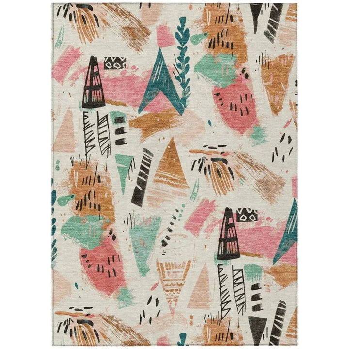 Veldorah Ivory Washable Indoor - Outdoor Rug - LOOMLAN - LOOMLAN Rugs - Outdoor Rugs