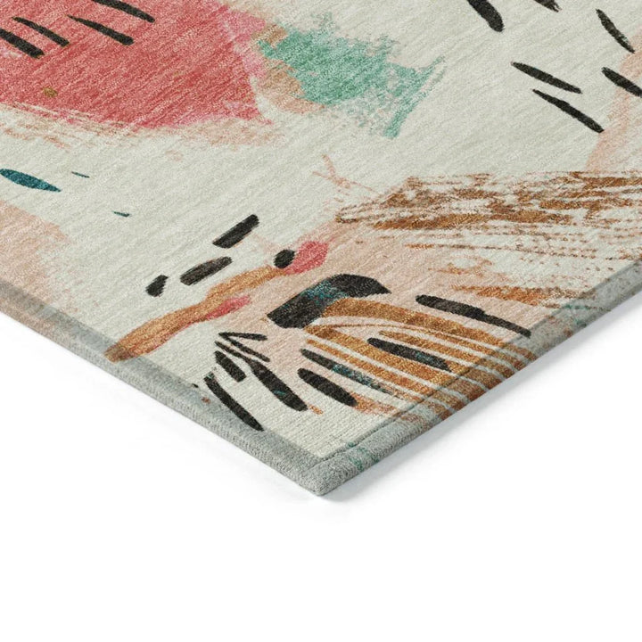Veldorah Ivory Washable Indoor - Outdoor Rug - LOOMLAN - LOOMLAN Rugs - Outdoor Rugs