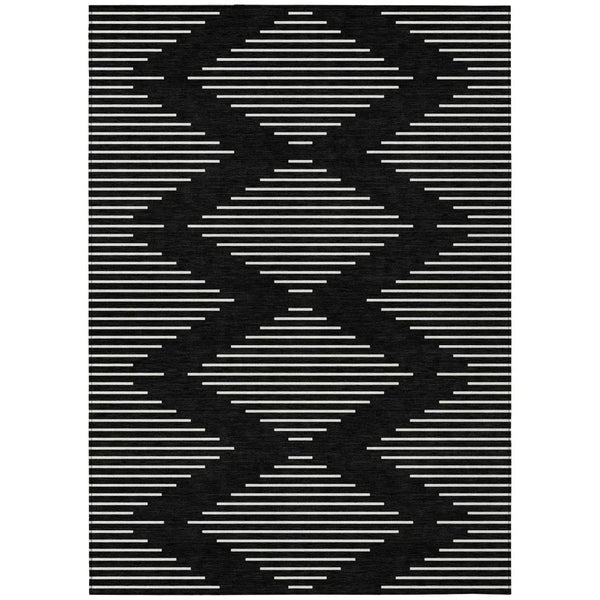 Velina Black Washable Indoor-Outdoor Rug-Outdoor Rugs-LOOMLAN Rugs-2'6" x 3'10"-LOOMLAN