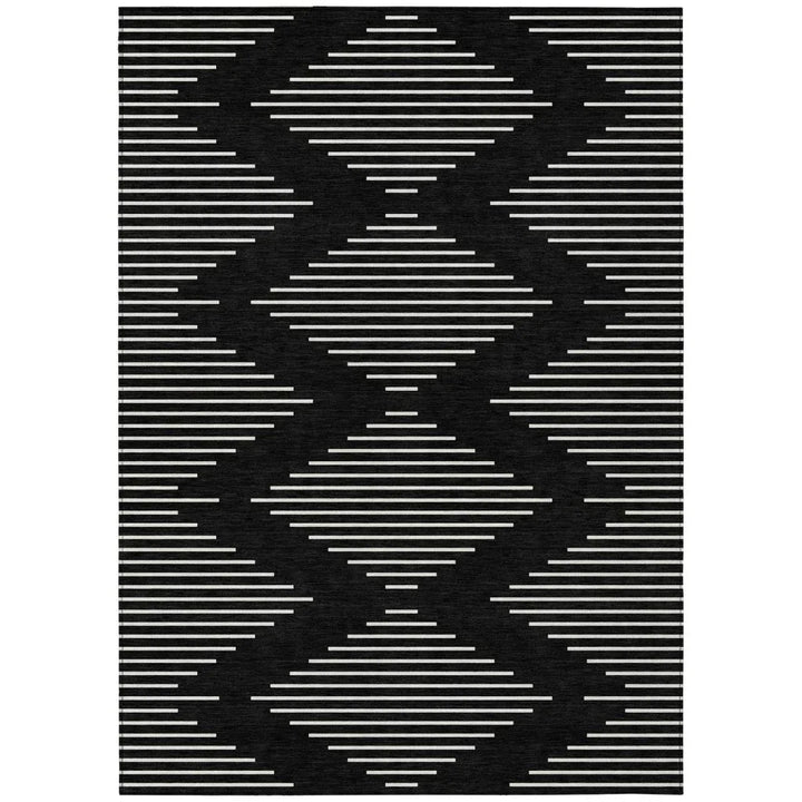 Velina Black Washable Indoor-Outdoor Rug-Outdoor Rugs-LOOMLAN Rugs-2'6" x 3'10"-LOOMLAN