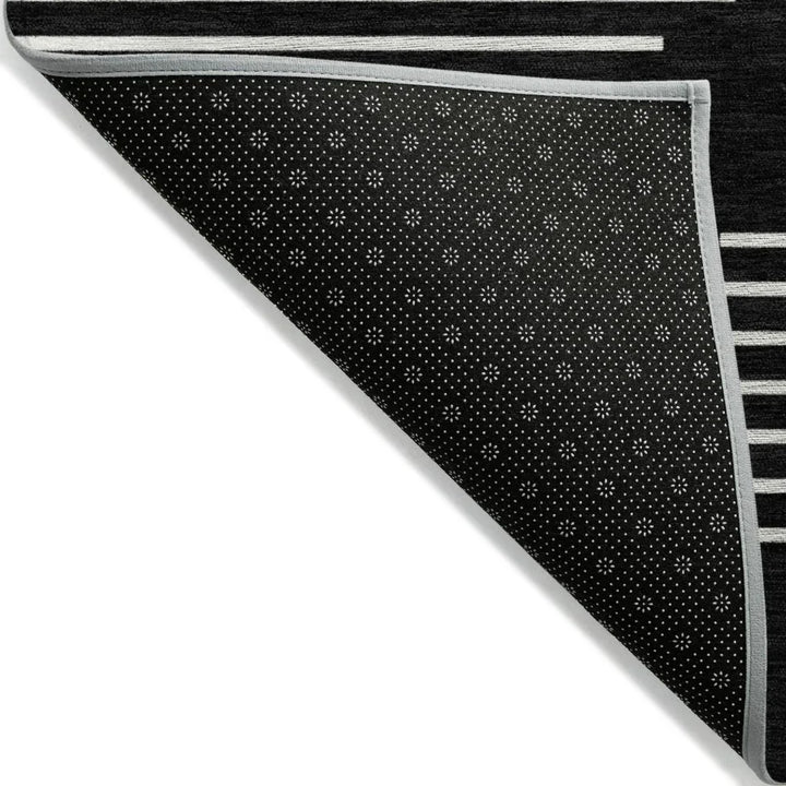 Velina Black Washable Indoor-Outdoor Rug-Outdoor Rugs-LOOMLAN Rugs-LOOMLAN