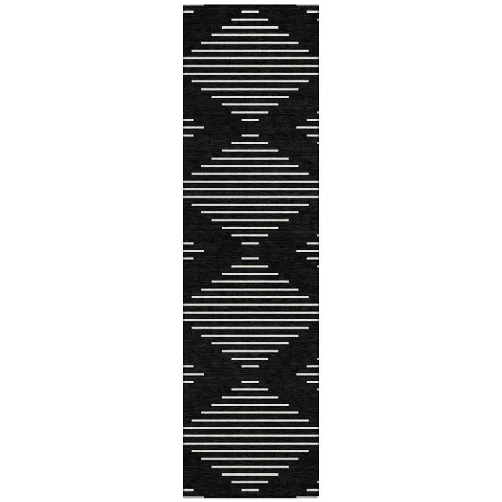 Velina Black Washable Indoor-Outdoor Rug-Outdoor Rugs-LOOMLAN Rugs-2'3" x 7'6"-LOOMLAN