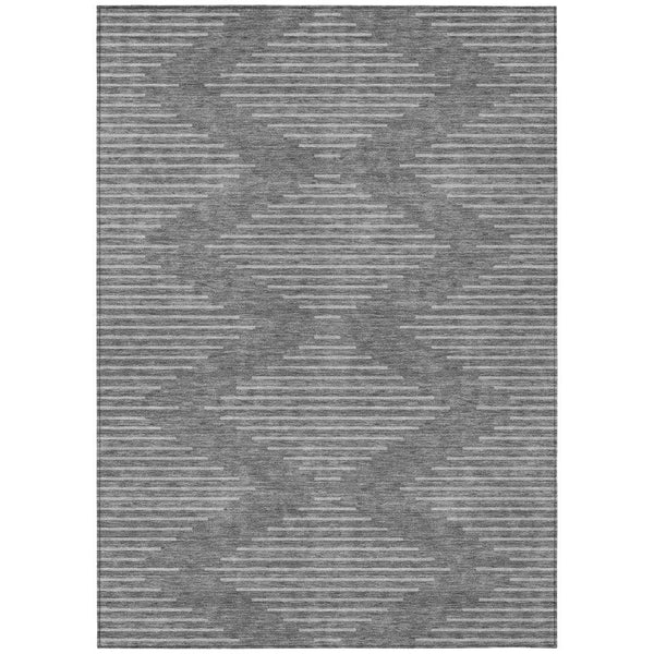 Velina Charcoal Washable Indoor-Outdoor Rug-Outdoor Rugs-LOOMLAN Rugs-2'6" x 3'10"-LOOMLAN