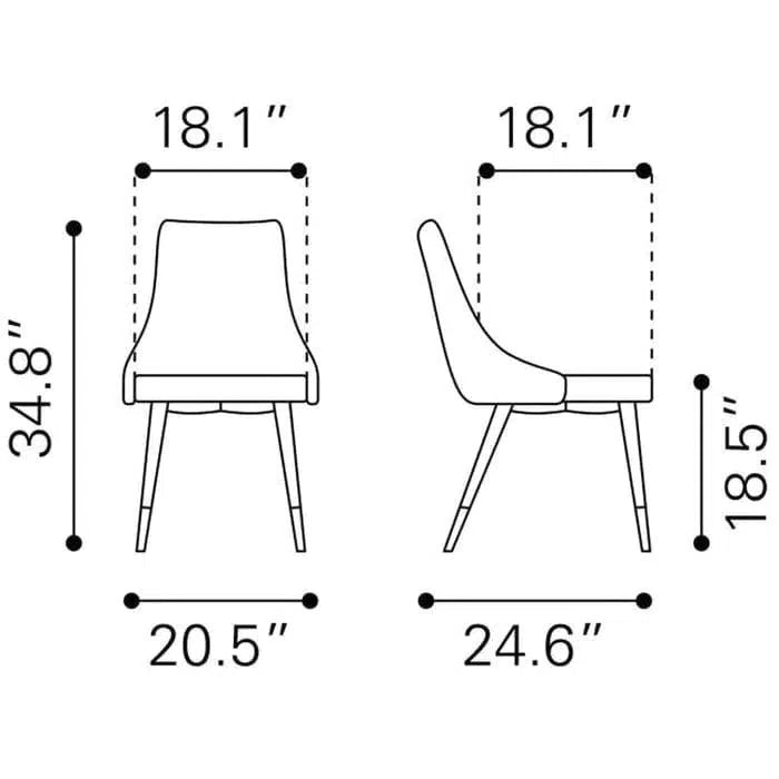 Velvet Green Dining Chair 2PC Modern Dining