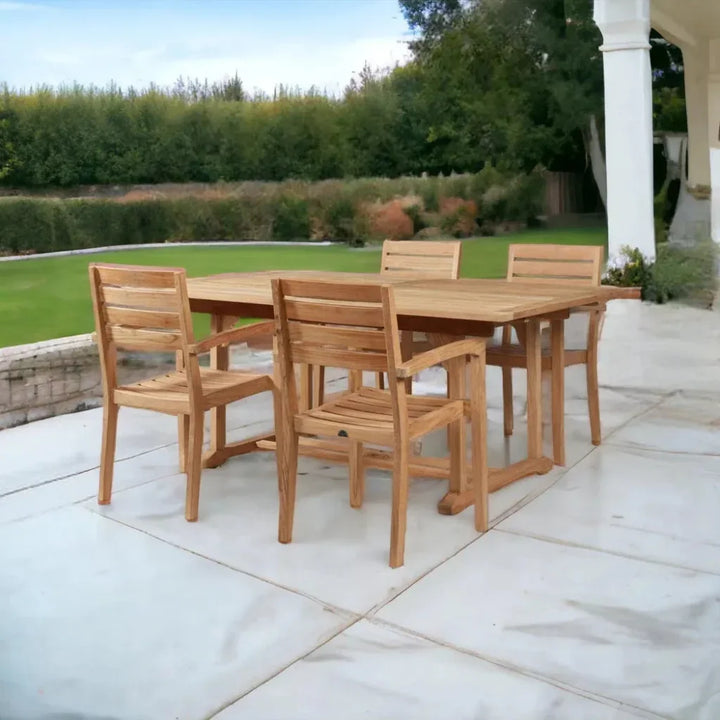 Teak Outdoor Dining Set with Extendable Table | LOOMLAN